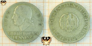3 Reichsmark Gedenkmünze, 1929 A, Lessing - Sammlermünze