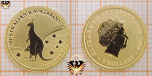 5 AUD, 5 Dollars, 2009, Australian Kangaroo with Baby-1-20-oz