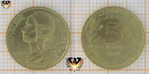 5 Centimes, 1966, Frankreich, Münze, Geld, V. République
