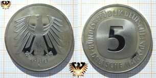 5 DM BRD 1975-2001. Deutsche Mark Umlauf Münze