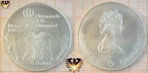 5 Dollars, Canada, 1975, Elizabeth II, XXI Olympiad Montréal 1976, Series VI, Boxing