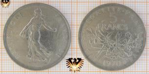 5 Francs, 1970, Frankreich, Kursgeld, V. Republik, 1970 - 2001, la SEMEUSE 