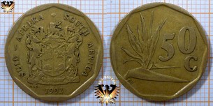 50 Cents, Suid Afrika, 1992, eckig, Paradiesvogel Blume