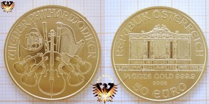 50 Euro Philharmoniker, Goldanlagemünze aus Österreich   Vorschaubild
