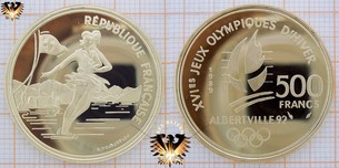 500 Francs, Frankreich, 1989, Münze Gold, Olympiade - Paarlauf