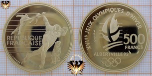 500 Francs, Frankreich, 1990, XVIes Jeux Olympiques D´Hiver, Albertville 1992, patinage de vitesse / Eisschnellauf