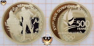 500 Francs, Goldmünze, Frankreich, 1991, XVIes Jeux  Vorschaubild
