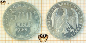 500 Mark, 1923, Deutsches Reich, Weimarer Ersatzmünzen, Inflationsgeld