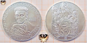 500 Schilling, 1990, Egon Schiele - Mutter mit 2 Kindern, Silbermünze, Österreich