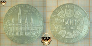 500 Schilling, 1983, 100 Jahre Wiener Rathaus, Münze Österreich