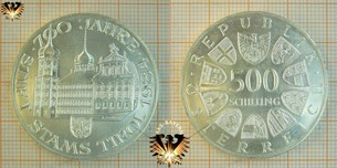 500 Schilling, 1984, 700 Jahre Stift Stams Tirol, Gedenkmünze Silber