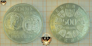 500 Schilling, 1985, 2000 Jahre Bregenz, Münze Österreich