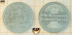 50 Pfennig, 1922, Deutsches Reich, Aluminium Münze