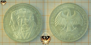 5 DM BRD 1967 F, Wilhelm und Alexander von Humboldt - Gedenkmünze