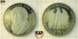 5 DM BRD 1981 G, Carl Reichsfreiherr vom Stein, Gedenkmünze Kupfer/Nickel