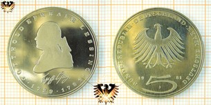 5 DM BRD 1981 J, Gotthold Ephraim Lessing, Gedenkmünze Kupfer/Nickel