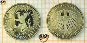 5 DM BRD 1986 D, 600 Jahre Universität Heidelberg, Numisblatt und Briefmarke zur Münze