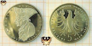 5 DM, BRD, 1986 F, Friedrich der Große, letzte 5 D-Mark Münze