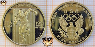 $5 Dollars, USA, 1992 W, XXV Olympics 1992 Barcelona, Half Eagle