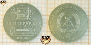 5 Mark, DDR, 1974, Philipp Reis,  Vorschaubild