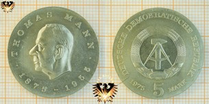5 Mark, DDR, 1975, Thomas Mann, 1875-1955