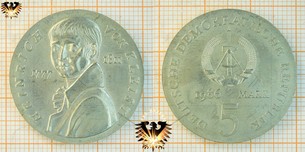 5 Mark, DDR, 1986, Heinrich von Kleist, 175. Todestag, 1777-1811