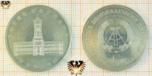 5 Mark, DDR, 1987, Rotes Rathaus  Vorschaubild