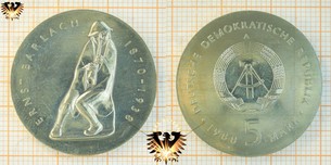 5 Mark, DDR, 1988, Ernst Barlach,  Vorschaubild