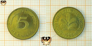 5 Pfennig, Münze BRD, nominal 1950 bis 2001