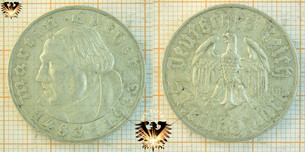 5 Reichsmark, 1933, Martin Luther Sondermünze aus dem 3. Reich