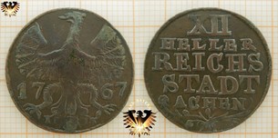 Aachen XII Heller 1767 - Reichs Stadt Achen, Kupfer Münze