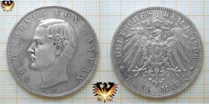 Bayern Kaiserreich, Münze zu 3 Mark, von 1908, König Otto  