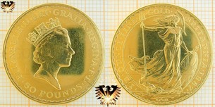 Britannia, half ounce finegold, 1987, UK, 50 Pounds, ½ Unze Goldmünze United Kingdom Bullionmünze