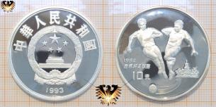 Zweikampf, Silbermünze, Fußball-WM 1994 USA, 10 Yuan,  Vorschaubild