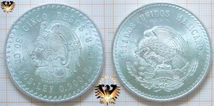 Cinco Pesos Mexico, 1948, 30 Gramos Ley 0.900, Cuauhtemoc  