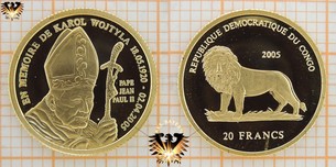 Congo, 20 Francs, 2005, Pape Jean Paul-II