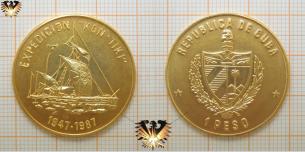 1 Peso, 1987, Cuba, Expedicion Kon-Tiki, 1947-1987,  Vorschaubild