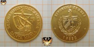1 Peso, 1981, Cuba, Santa Maria, Kolumbu´s Flaggschiff, Descubrimiento de America, Münze