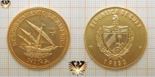 1 Peso, 1981, Cuba, Segelschiff, Niña, Descubrimiento de America  