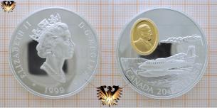 20 Dollars, Canada, 1999, Münze, Silber, Flugzeug, de Havilland, Twin Otter  