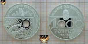 Lochmünze, 1000 Forint, 1993, Ungarn, Fußball-WM USA 1994, Silber