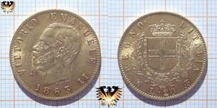 Italien 20 L Goldmünze, 1863, Vittorio Emanuele 20