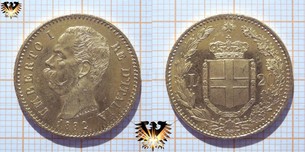 Italien 20 L, Lire von 1882, Gold, Umberto I, RE D´ITALIA, Münze
