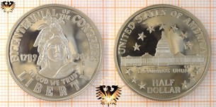 Half Dollar, USA, 1989, 200 Jahre Kongress,  Vorschaubild