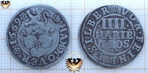 Hannover, IIII Marie Gros 1669 - Silber Münze