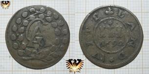 Mecklenburg Güstrow Münze, III Pfennig 1692, WITT  Vorschaubild