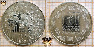 1 Euro, 6,55957 Francs, Frankreich, 2001, Europäische Währungsunion