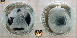 Panda Bär Farbmünze, 1 Fiji Dollar Münze von 2009, Queen Elizabeth II.