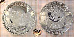 1 Dollar, USA, 1991, Mount Rushmore, Golden Anniversary
