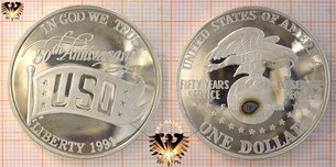 1 Dollar, USA, 1991, 50th Anniversary USO,  Vorschaubild